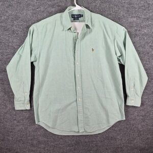 Vintage Ralph Lauren Blake Shirt L Green Y2k Thick‎ Cotton Button